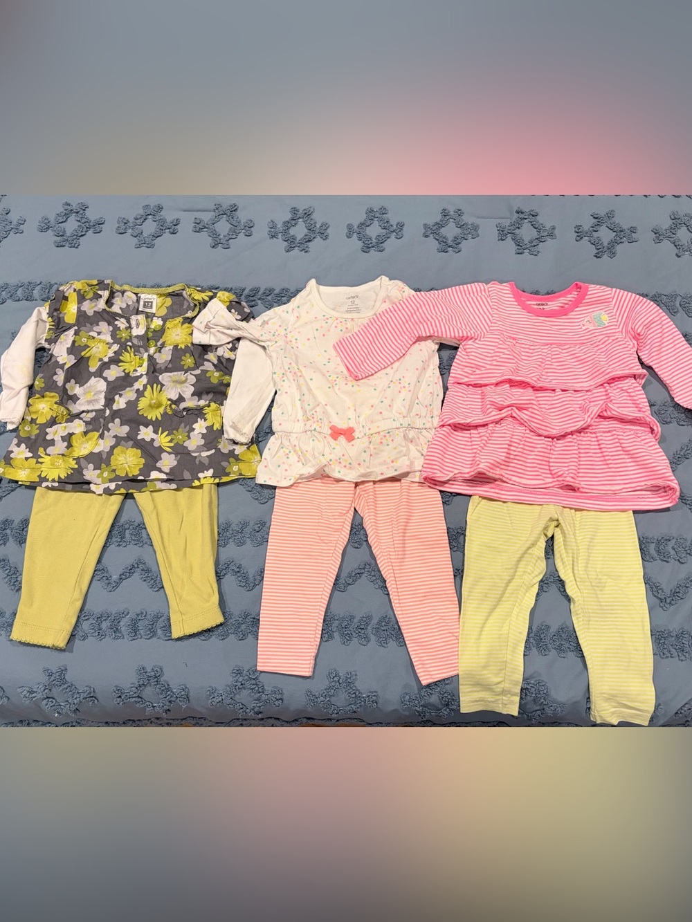 Carter’s 12 Month Outfit Bundle Girls 3 Sets Tops & Leggings